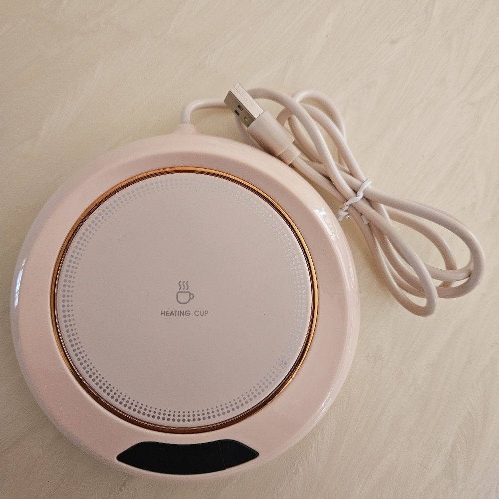 Pink USB Cup Warmer with Rose Gold Accent - USB powered